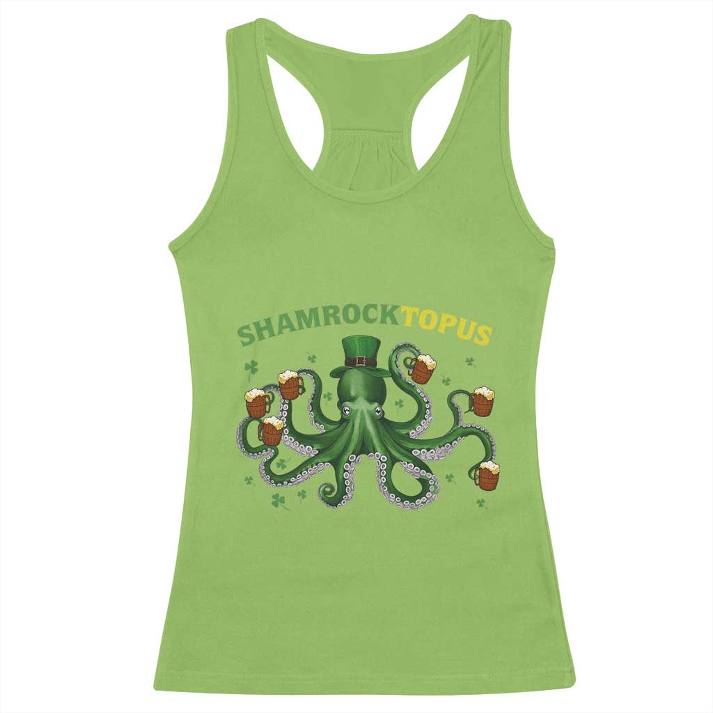 Funny St Patrick's Day Octopus Shamrocktopus Racerback Tank Top Irish Beer Mug TS11 Lime Print Your Wear