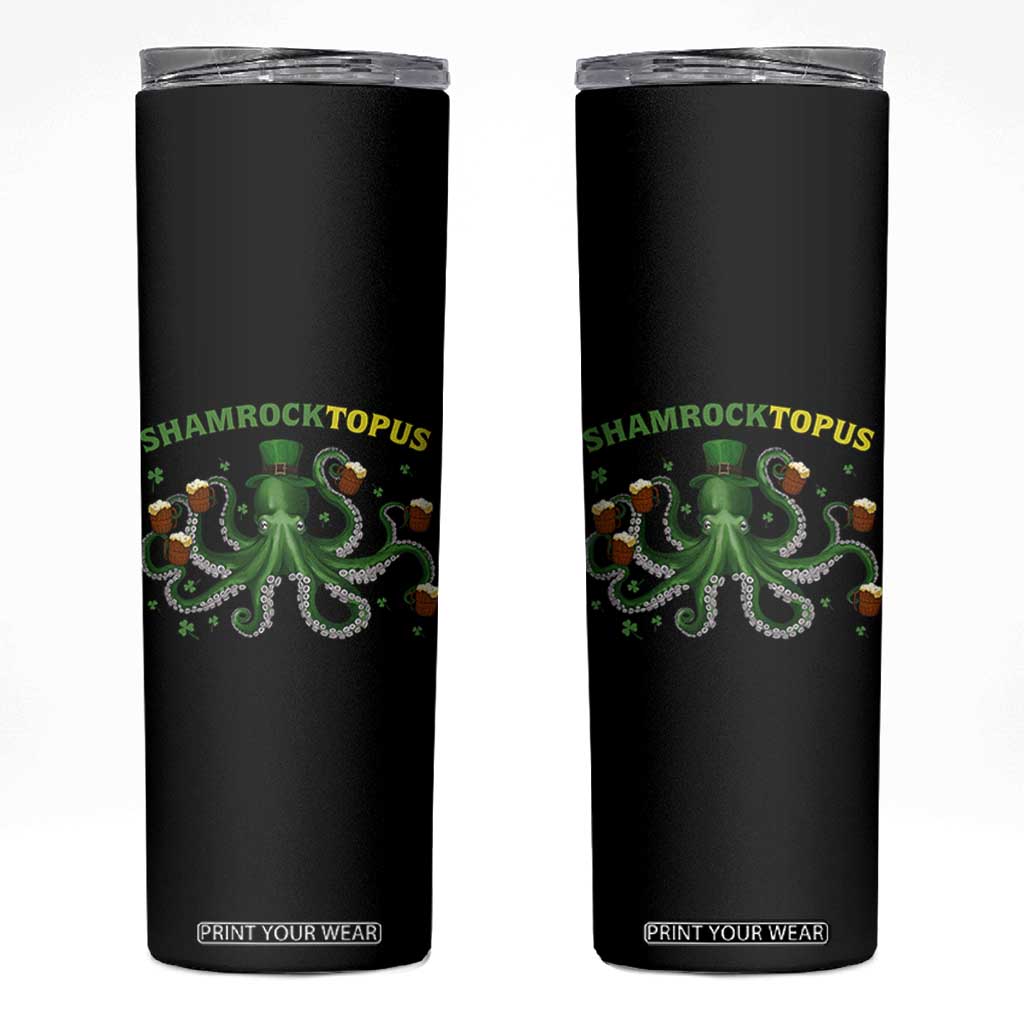 Funny St Patrick's Day Octopus Shamrocktopus Skinny Tumbler Irish Beer Mug TS11 Black Print Your Wear