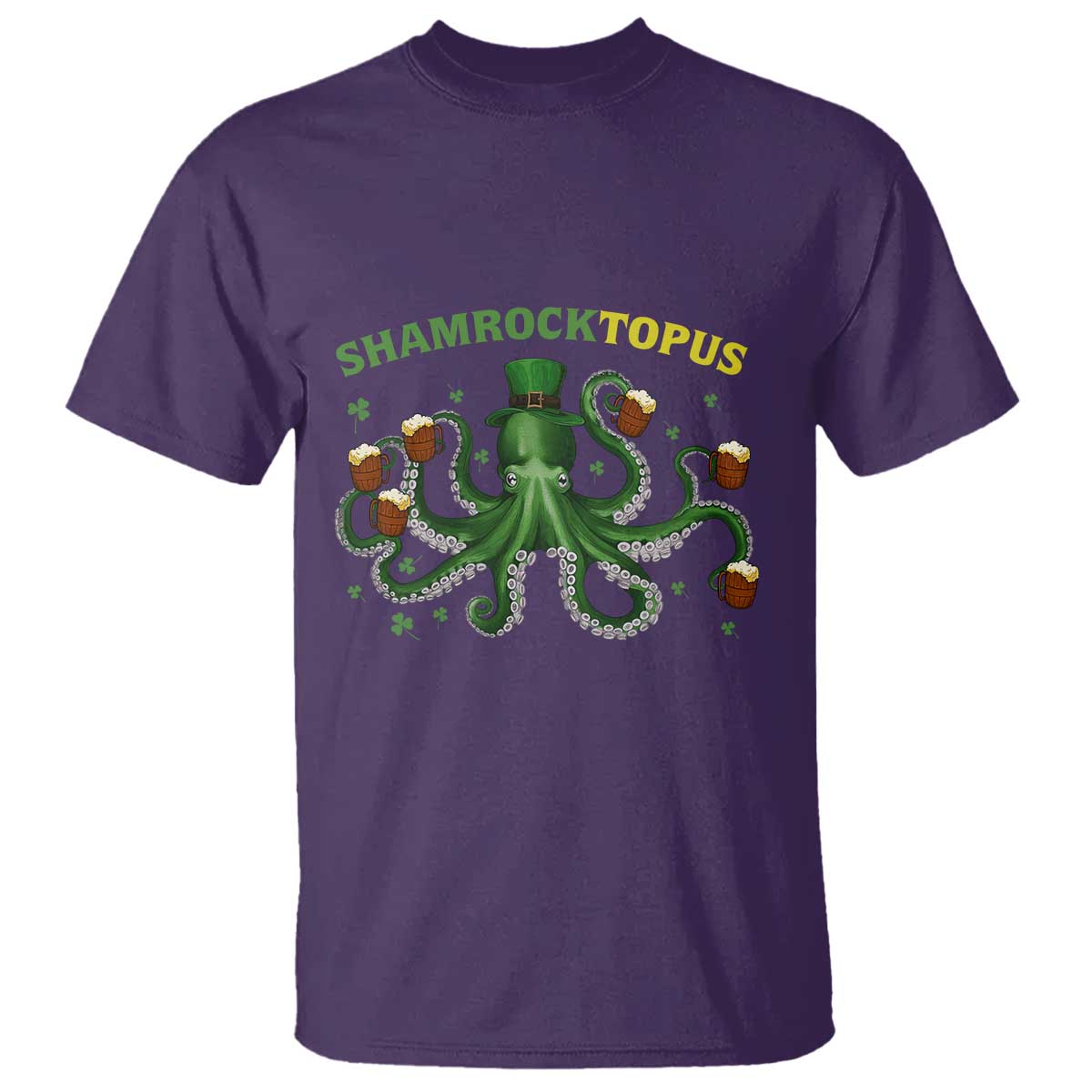 Funny St Patrick's Day Octopus Shamrocktopus T Shirt Irish Beer Mug TS11 Purple Print Your Wear