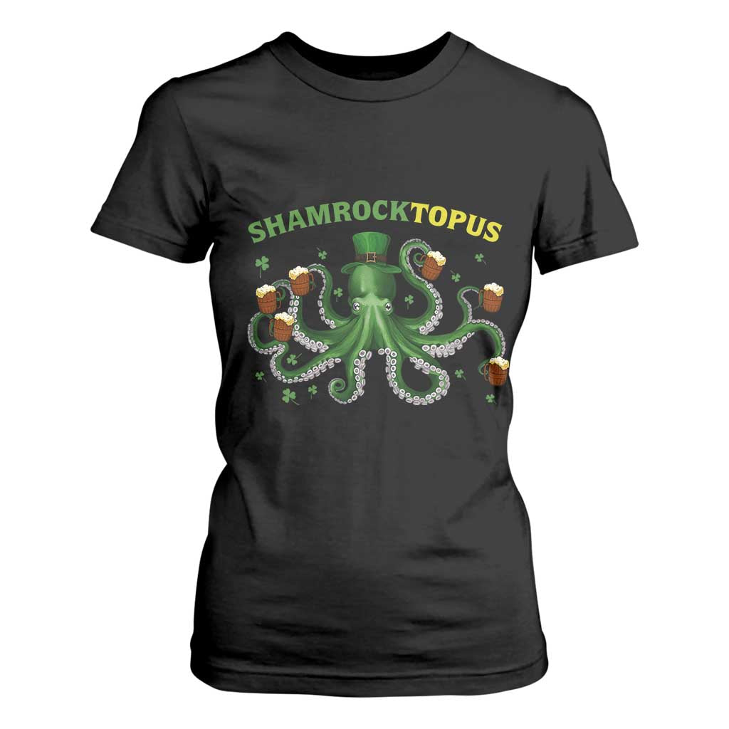Funny St Patrick's Day Octopus Shamrocktopus T Shirt For Women Irish Beer Mug TS11 Black Print Your Wear
