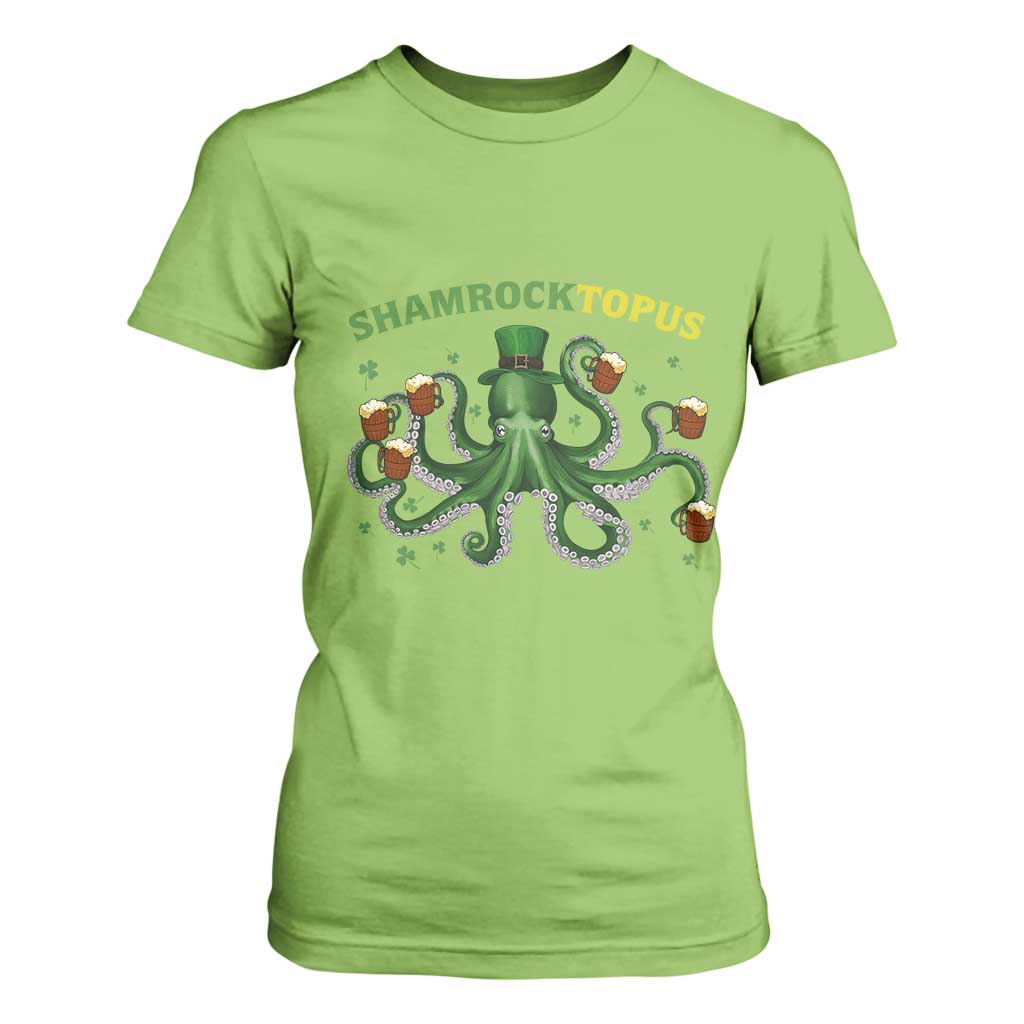 Funny St Patrick's Day Octopus Shamrocktopus T Shirt For Women Irish Beer Mug TS11 Lime Print Your Wear