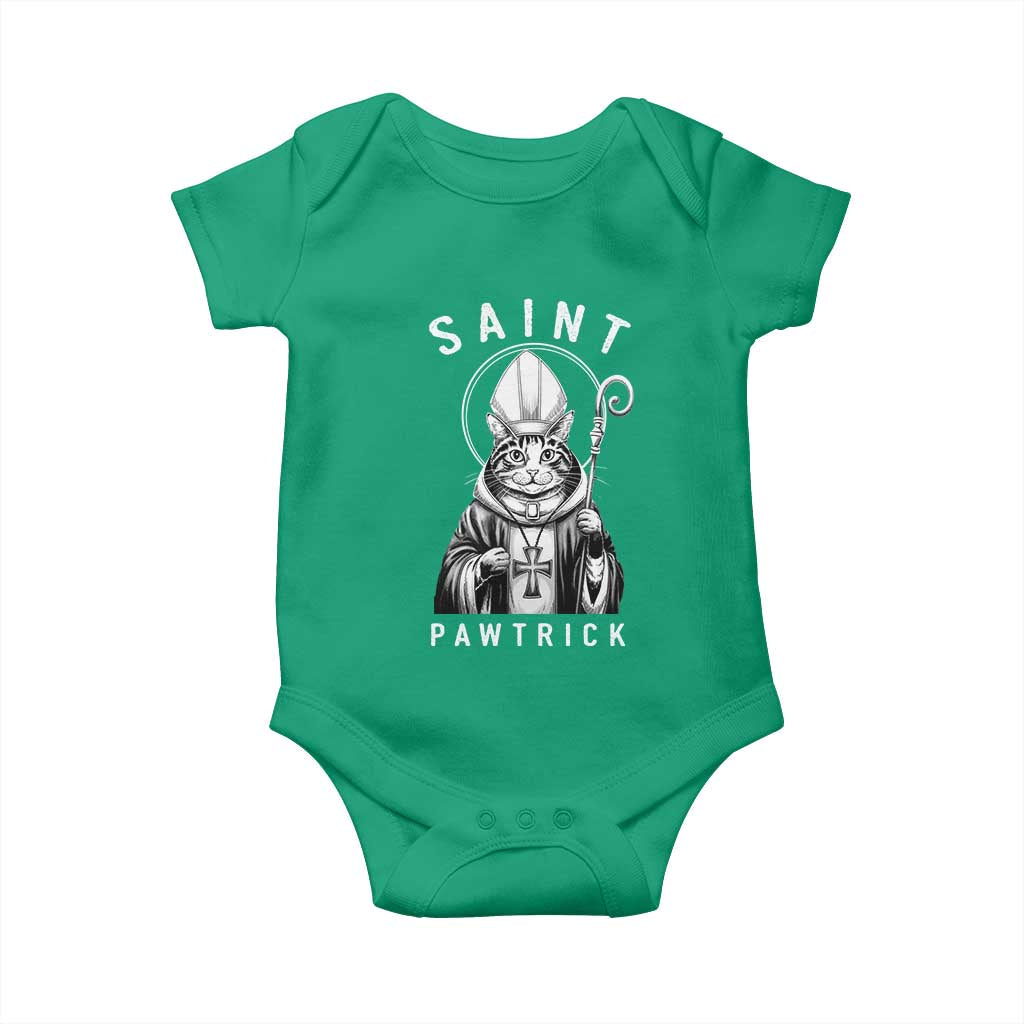 Funny St Patrick's Day Cat Baby Onesie Saint Pawtrick TS11 Irish Green Print Your Wear