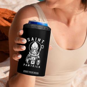 Funny St Patrick's Day Cat 4 in 1 Can Cooler Tumbler Saint Pawtrick TS11 Print Your Wear