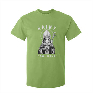 Funny St Patrick's Day Cat T Shirt For Kid Saint Pawtrick TS11 Lime Print Your Wear