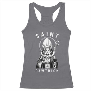 Funny St Patrick's Day Cat Racerback Tank Top Saint Pawtrick TS11 Charcoal Print Your Wear