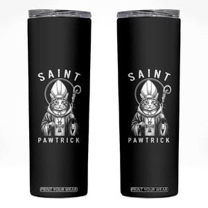 Funny St Patrick's Day Cat Skinny Tumbler Saint Pawtrick TS11 Black Print Your Wear