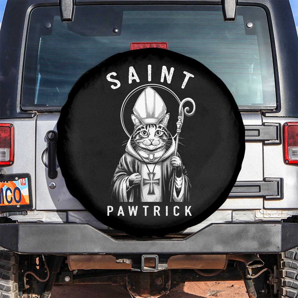 Funny St Patrick's Day Cat Spare Tire Cover Saint Pawtrick TS11 No hole Black Print Your Wear