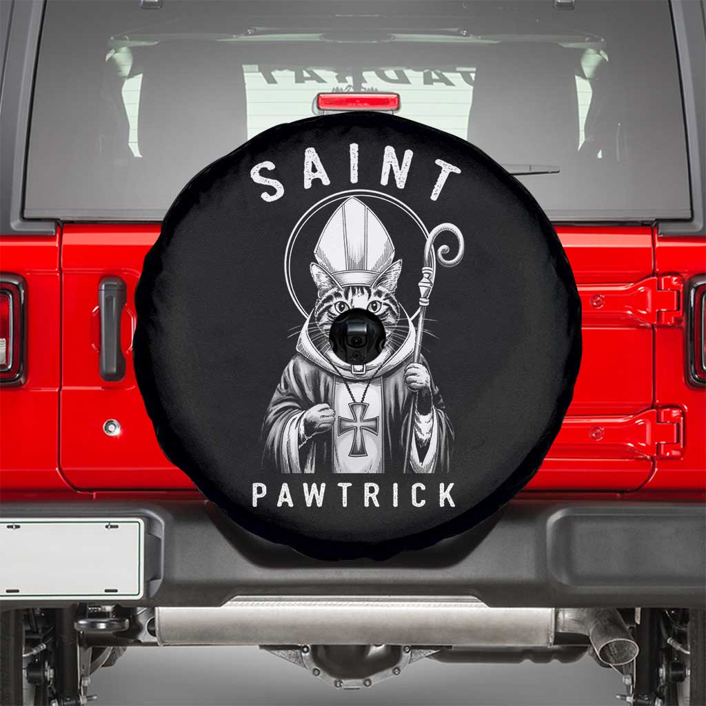 Funny St Patrick's Day Cat Spare Tire Cover Saint Pawtrick TS11 Black Print Your Wear