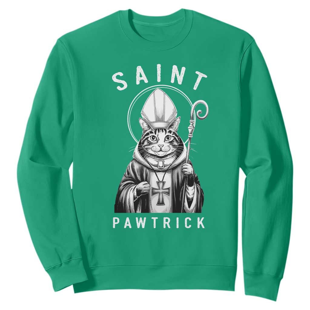 Funny St Patrick's Day Cat Sweatshirt Saint Pawtrick TS11 Irish Green Print Your Wear
