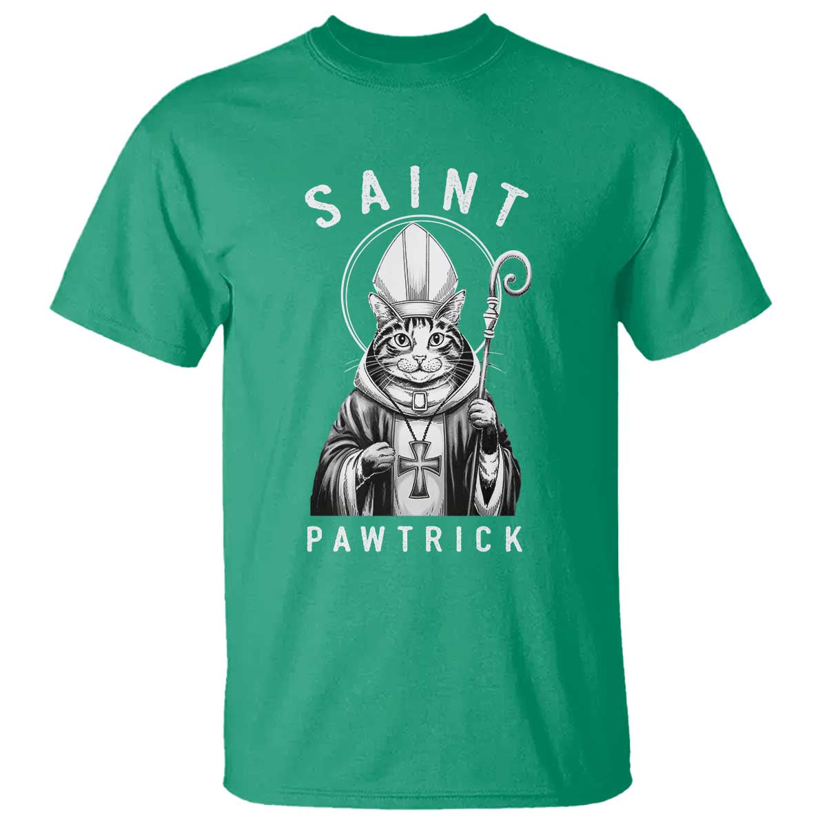 Funny St Patrick's Day Cat T Shirt Saint Pawtrick TS11 Irish Green Print Your Wear