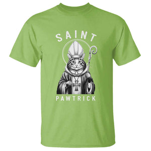 Funny St Patrick's Day Cat T Shirt Saint Pawtrick TS11 Lime Print Your Wear