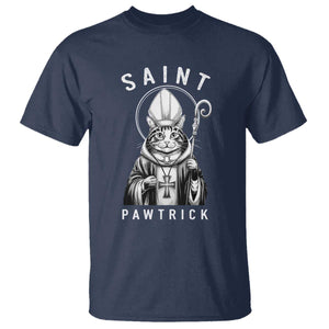 Funny St Patrick's Day Cat T Shirt Saint Pawtrick TS11 Navy Print Your Wear