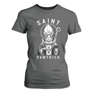 Funny St Patrick's Day Cat T Shirt For Women Saint Pawtrick TS11 Dark Heather Print Your Wear