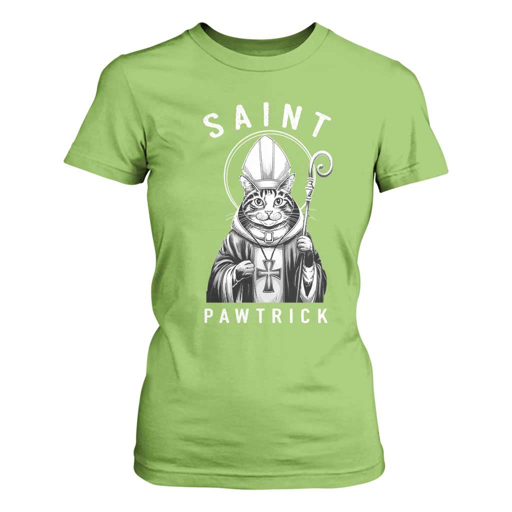 Funny St Patrick's Day Cat T Shirt For Women Saint Pawtrick TS11 Lime Print Your Wear