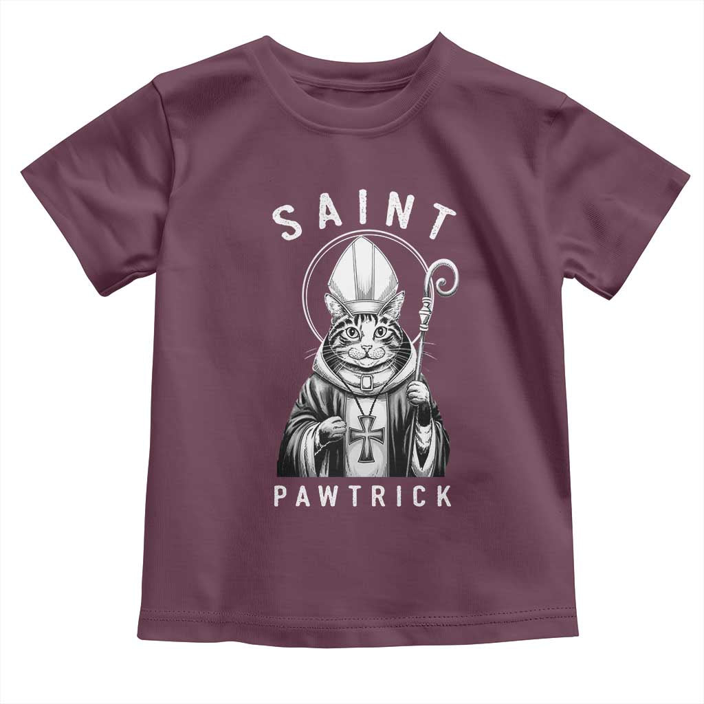 Funny St Patrick's Day Cat Toddler T Shirt Saint Pawtrick TS11 Maroon Print Your Wear