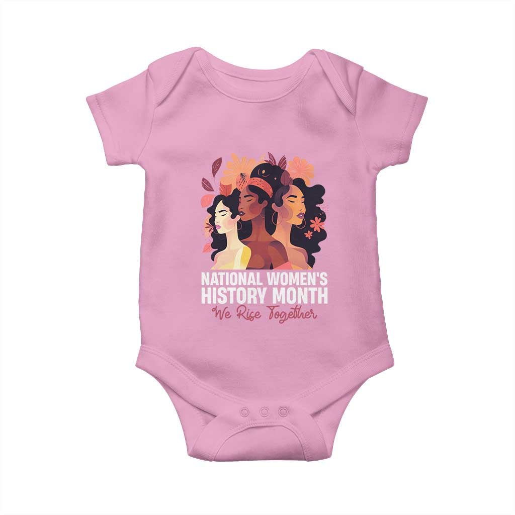 National Women's History Month We Rise Together Baby Onesie TS11 Light Pink Print Your Wear