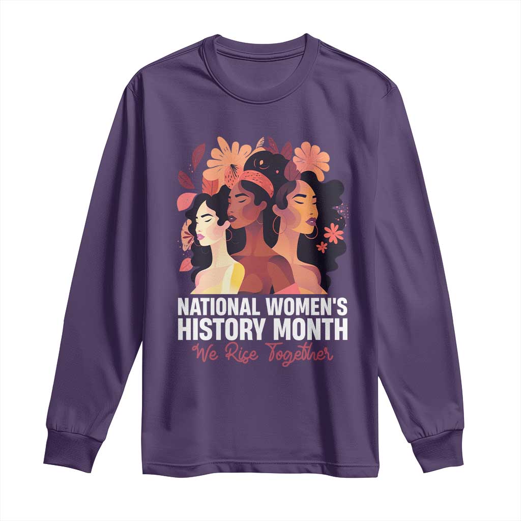 National Women's History Month We Rise Together Long Sleeve Shirt TS11 Purple Print Your Wear