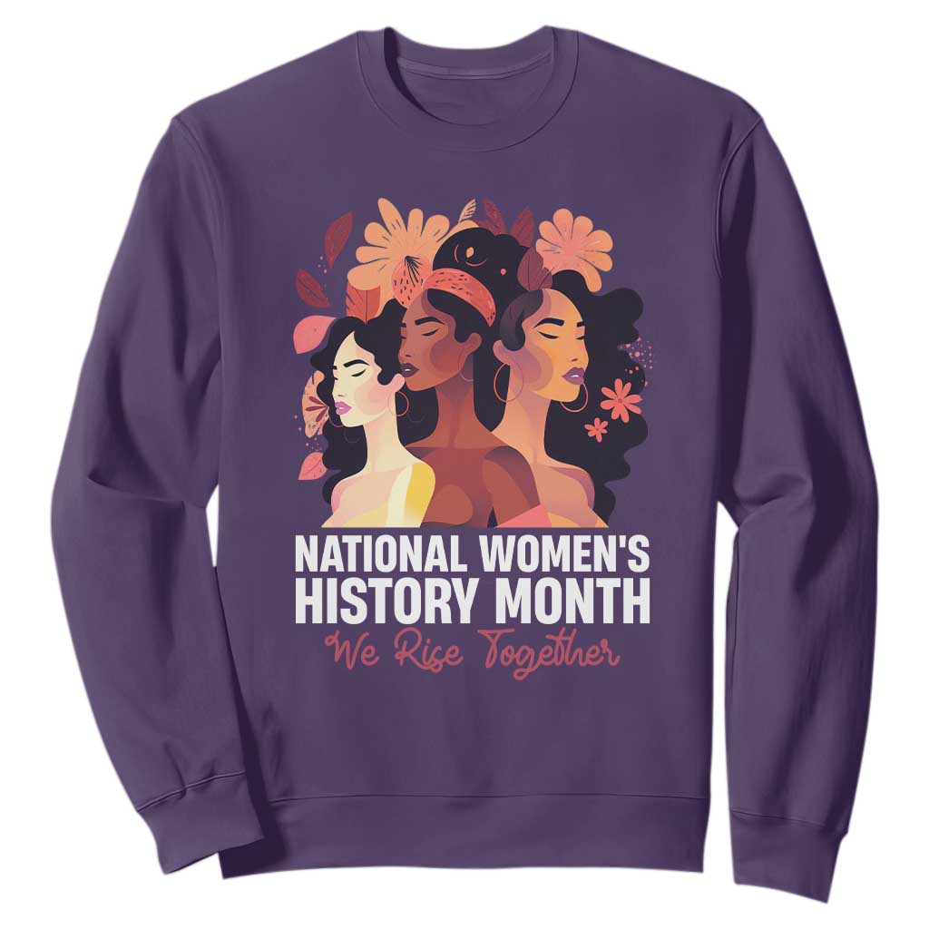 National Women's History Month We Rise Together Sweatshirt TS11 Purple Print Your Wear