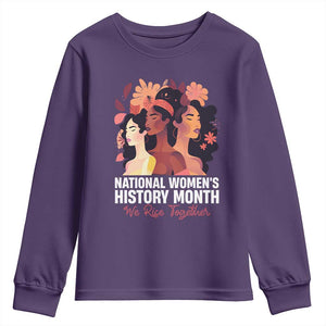 National Women's History Month We Rise Together Youth Sweatshirt TS11 Purple Print Your Wear
