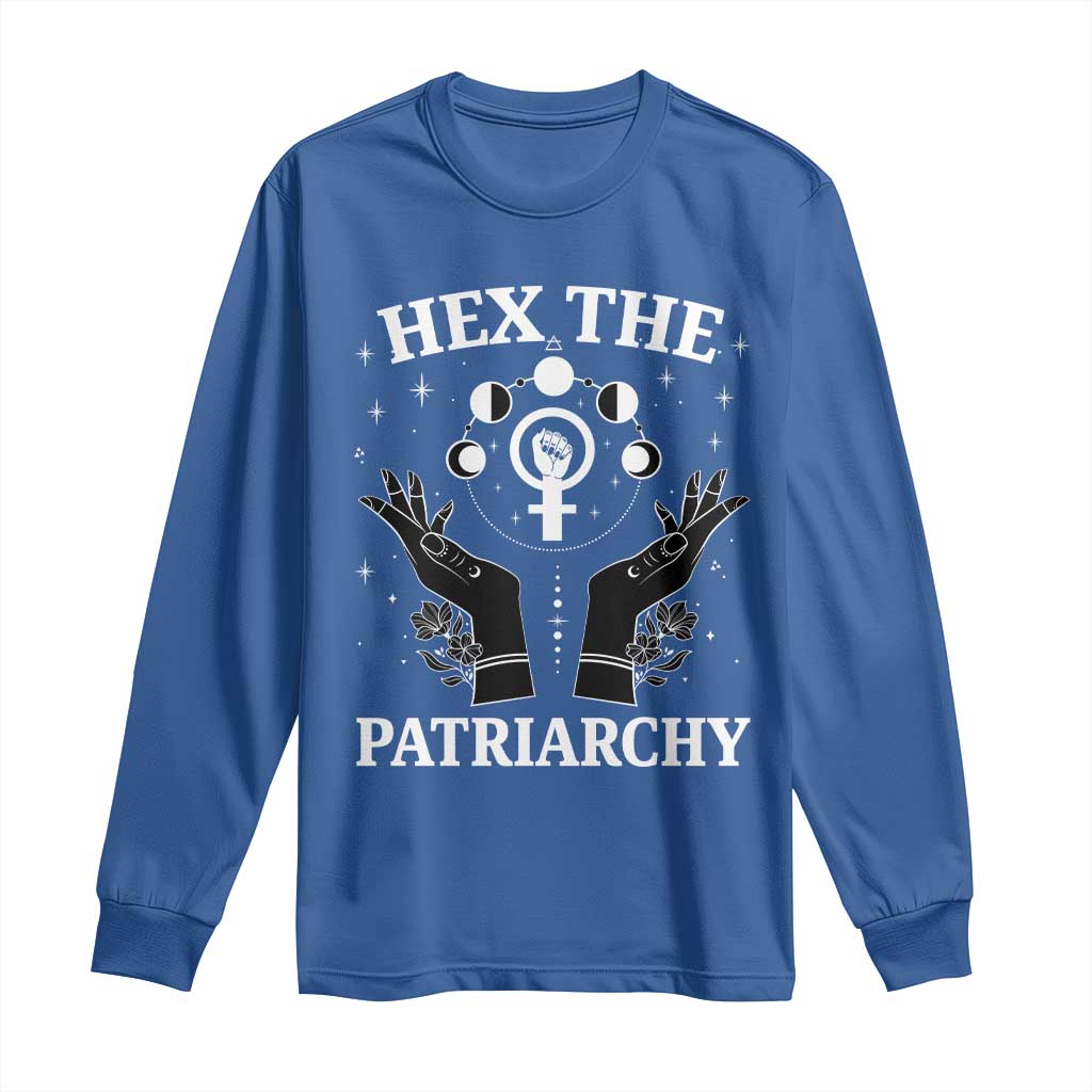 Hex The Patriarchy Long Sleeve Shirt Feminist Witch Female Symbol TS11 Royal Blue Print Your Wear