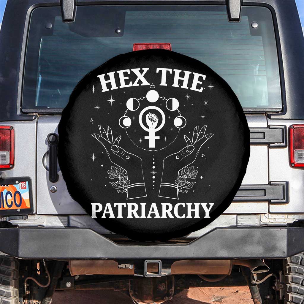 Hex The Patriarchy Spare Tire Cover Feminist Witch Female Symbol TS11 No hole Black Print Your Wear
