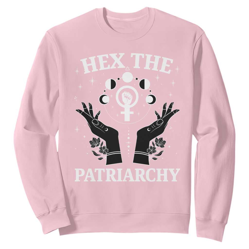 Hex The Patriarchy Sweatshirt Feminist Witch Female Symbol TS11 Light Pink Print Your Wear