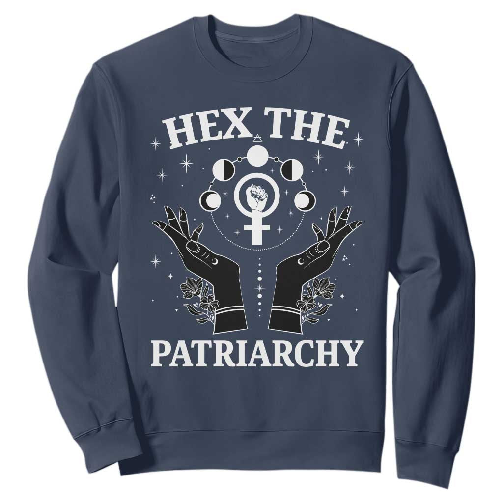 Hex The Patriarchy Sweatshirt Feminist Witch Female Symbol TS11 Navy Print Your Wear