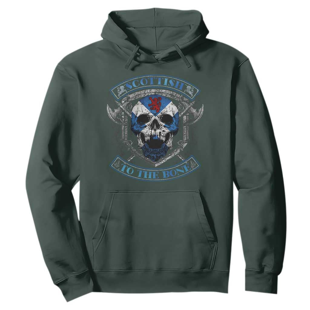 Funny Scottish Viking Hoodie Scottish To The Bone Vintage Scottish Lion Rampant Flag Skull TS11 Dark Forest Green Print Your Wear