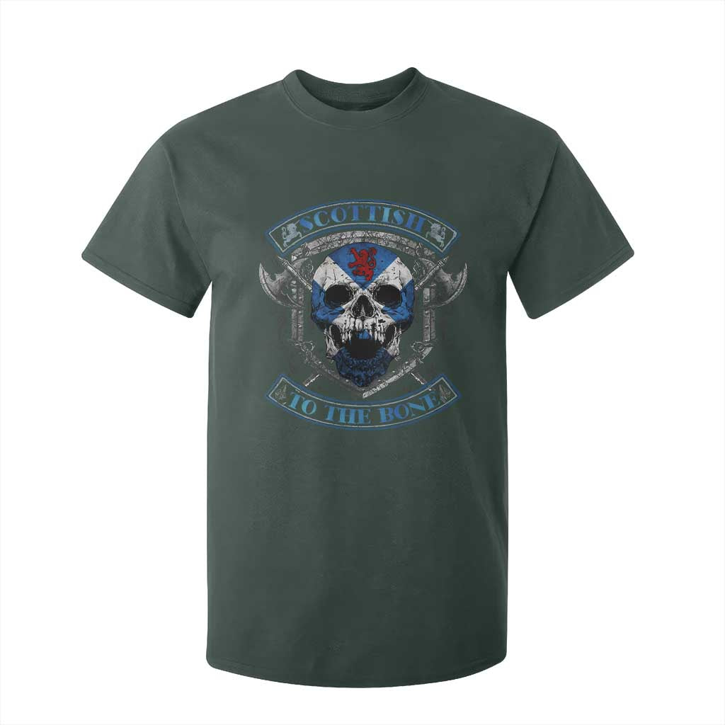 Funny Scottish Viking T Shirt For Kid Scottish To The Bone Vintage Scottish Lion Rampant Flag Skull TS11 Dark Forest Green Print Your Wear