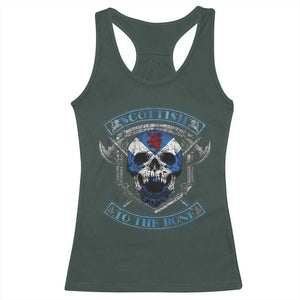 Funny Scottish Viking Racerback Tank Top Scottish To The Bone Vintage Scottish Lion Rampant Flag Skull TS11 Dark Forest Green Print Your Wear
