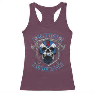 Funny Scottish Viking Racerback Tank Top Scottish To The Bone Vintage Scottish Lion Rampant Flag Skull TS11 Maroon Print Your Wear