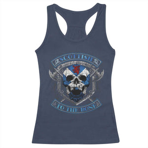 Funny Scottish Viking Racerback Tank Top Scottish To The Bone Vintage Scottish Lion Rampant Flag Skull TS11 Navy Print Your Wear