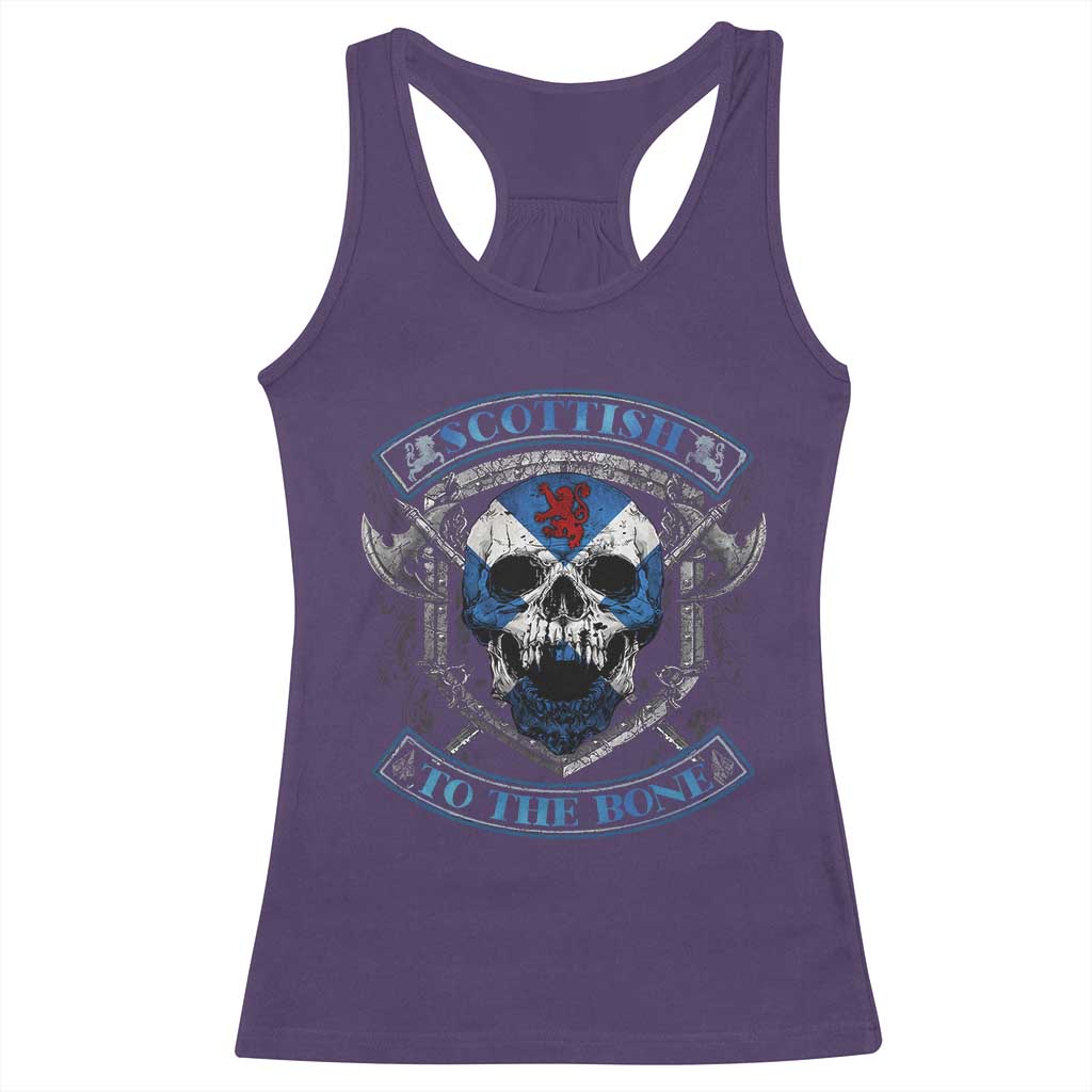Funny Scottish Viking Racerback Tank Top Scottish To The Bone Vintage Scottish Lion Rampant Flag Skull TS11 Purple Print Your Wear