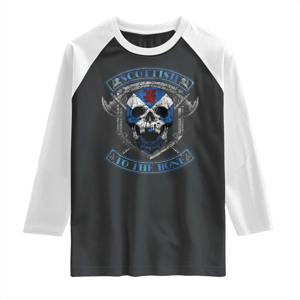 Funny Scottish Viking Raglan Shirt Scottish To The Bone Vintage Scottish Lion Rampant Flag Skull TS11 Black White Print Your Wear