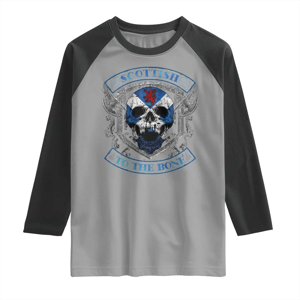 Funny Scottish Viking Raglan Shirt Scottish To The Bone Vintage Scottish Lion Rampant Flag Skull TS11 Sport Gray Black Print Your Wear