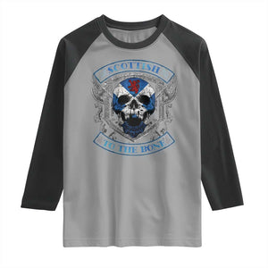 Funny Scottish Viking Raglan Shirt Scottish To The Bone Vintage Scottish Lion Rampant Flag Skull TS11 Sport Gray Black Print Your Wear