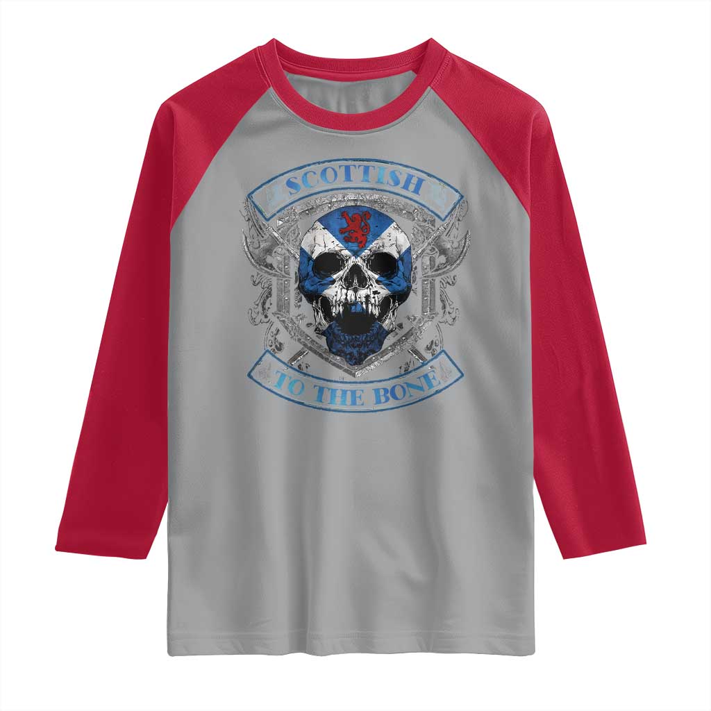 Funny Scottish Viking Raglan Shirt Scottish To The Bone Vintage Scottish Lion Rampant Flag Skull TS11 Sport Gray Red Print Your Wear