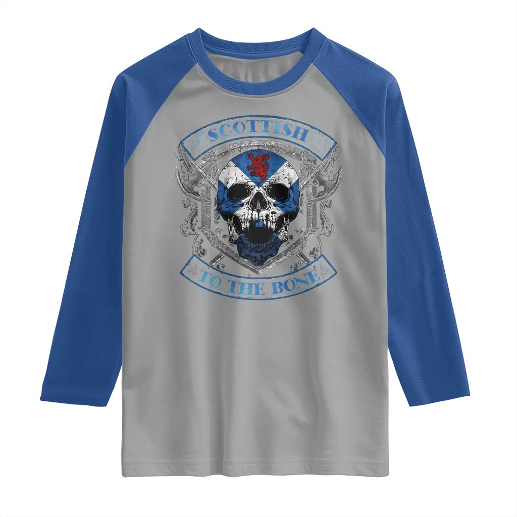 Funny Scottish Viking Raglan Shirt Scottish To The Bone Vintage Scottish Lion Rampant Flag Skull TS11 Sport Gray Royal Print Your Wear