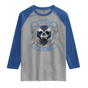Funny Scottish Viking Raglan Shirt Scottish To The Bone Vintage Scottish Lion Rampant Flag Skull TS11 Sport Gray Royal Print Your Wear