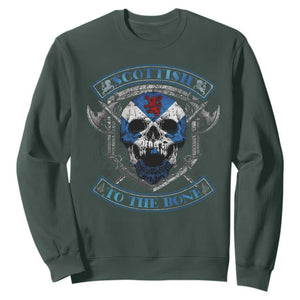 Funny Scottish Viking Sweatshirt Scottish To The Bone Vintage Scottish Lion Rampant Flag Skull TS11 Dark Forest Green Print Your Wear