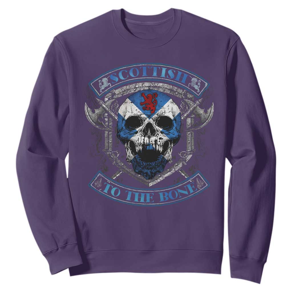 Funny Scottish Viking Sweatshirt Scottish To The Bone Vintage Scottish Lion Rampant Flag Skull TS11 Purple Print Your Wear
