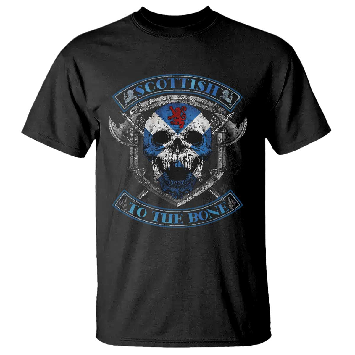 Funny Scottish Viking T Shirt Scottish To The Bone Vintage Scottish Lion Rampant Flag Skull TS11 Black Print Your Wear