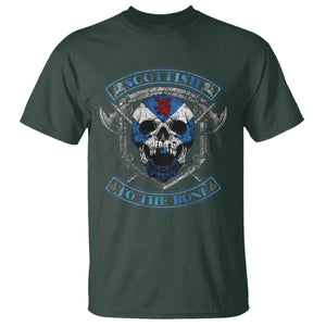 Funny Scottish Viking T Shirt Scottish To The Bone Vintage Scottish Lion Rampant Flag Skull TS11 Dark Forest Green Print Your Wear