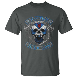 Funny Scottish Viking T Shirt Scottish To The Bone Vintage Scottish Lion Rampant Flag Skull TS11 Dark Heather Print Your Wear