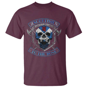 Funny Scottish Viking T Shirt Scottish To The Bone Vintage Scottish Lion Rampant Flag Skull TS11 Maroon Print Your Wear