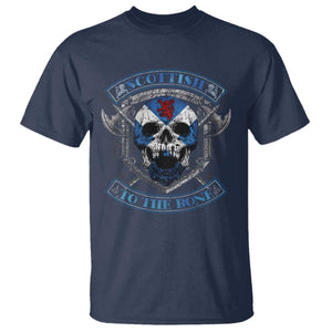 Funny Scottish Viking T Shirt Scottish To The Bone Vintage Scottish Lion Rampant Flag Skull TS11 Navy Print Your Wear