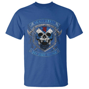 Funny Scottish Viking T Shirt Scottish To The Bone Vintage Scottish Lion Rampant Flag Skull TS11 Royal Blue Print Your Wear