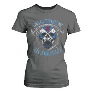 Funny Scottish Viking T Shirt For Women Scottish To The Bone Vintage Scottish Lion Rampant Flag Skull TS11 Dark Heather Print Your Wear