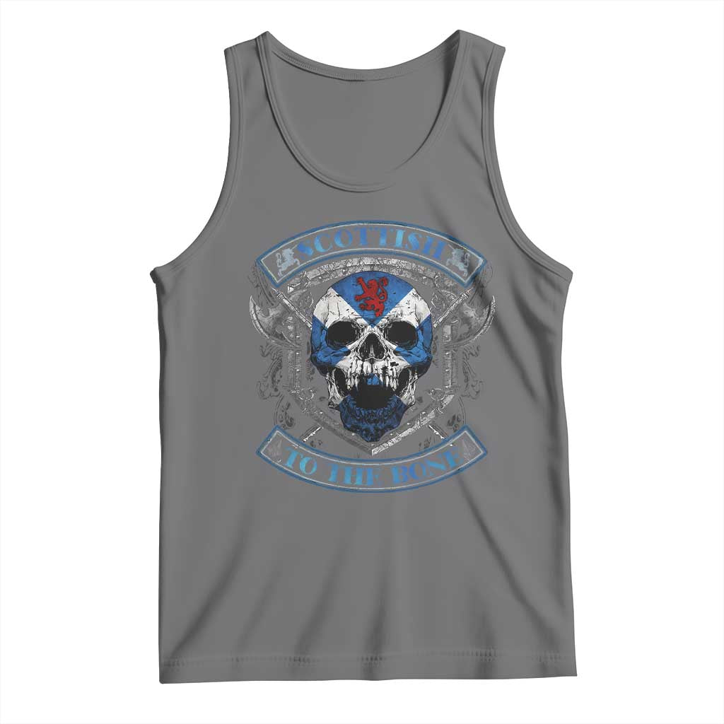 Funny Scottish Viking Tank Top Scottish To The Bone Vintage Scottish Lion Rampant Flag Skull TS11 Black Heather Print Your Wear