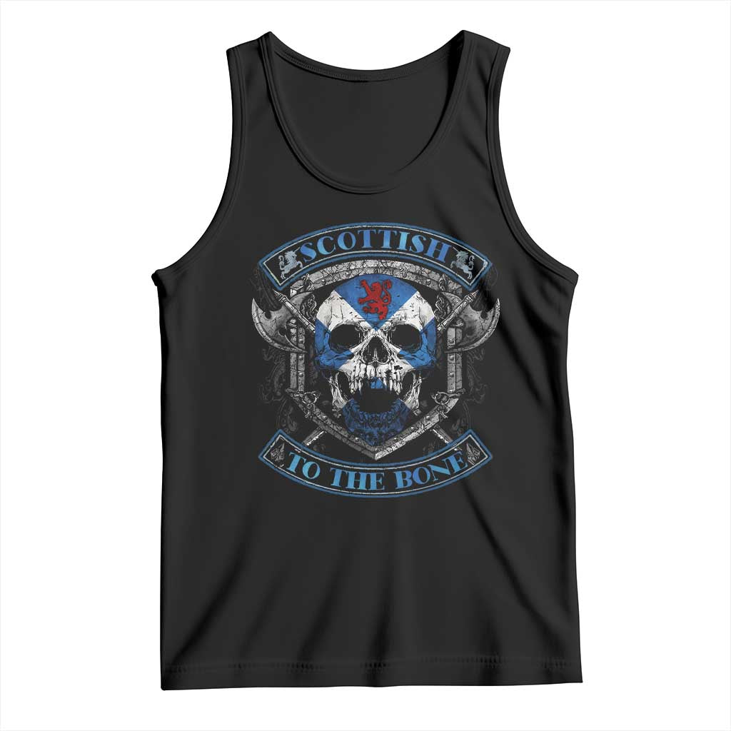 Funny Scottish Viking Tank Top Scottish To The Bone Vintage Scottish Lion Rampant Flag Skull TS11 Black Print Your Wear